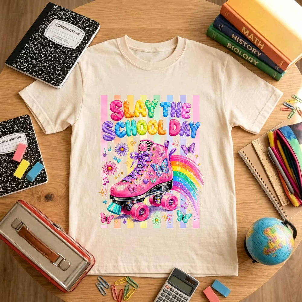 Cute Rainbow Roller Skate Slay The School Day Classic T-Shirt