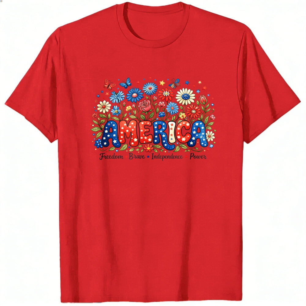Patriotic Floral America Classic T-Shirt