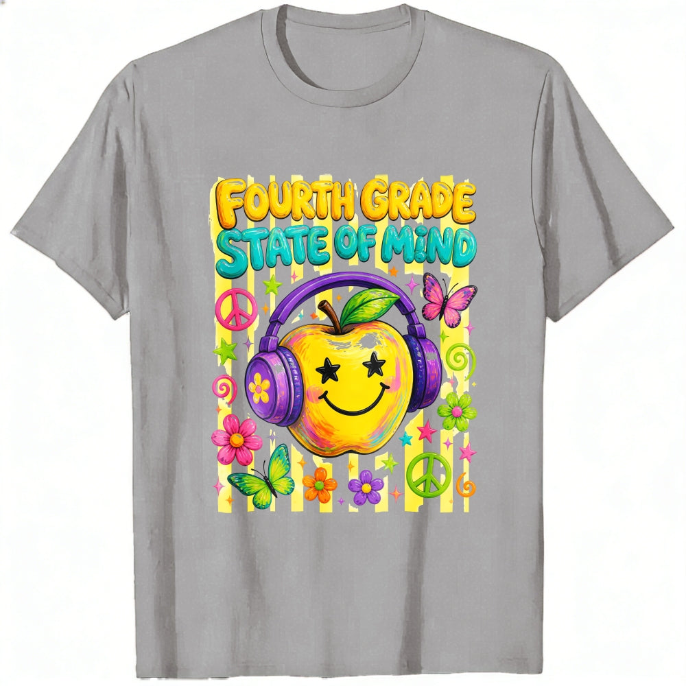 Retro Groovy Fourth Grade State Of Mind Apple Classic T-Shirt