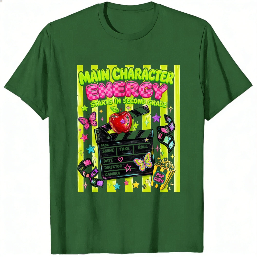 Cute Movie Theme Classic T-Shirt Main Character Energy Starts In Second Grade