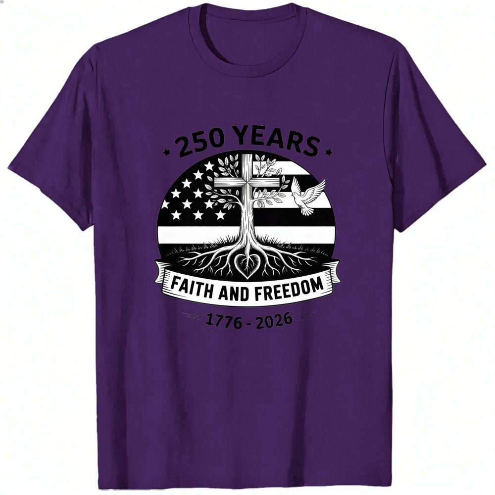 American Flag Cross Tree Faith And Freedom 250 Years Classic T-Shirt