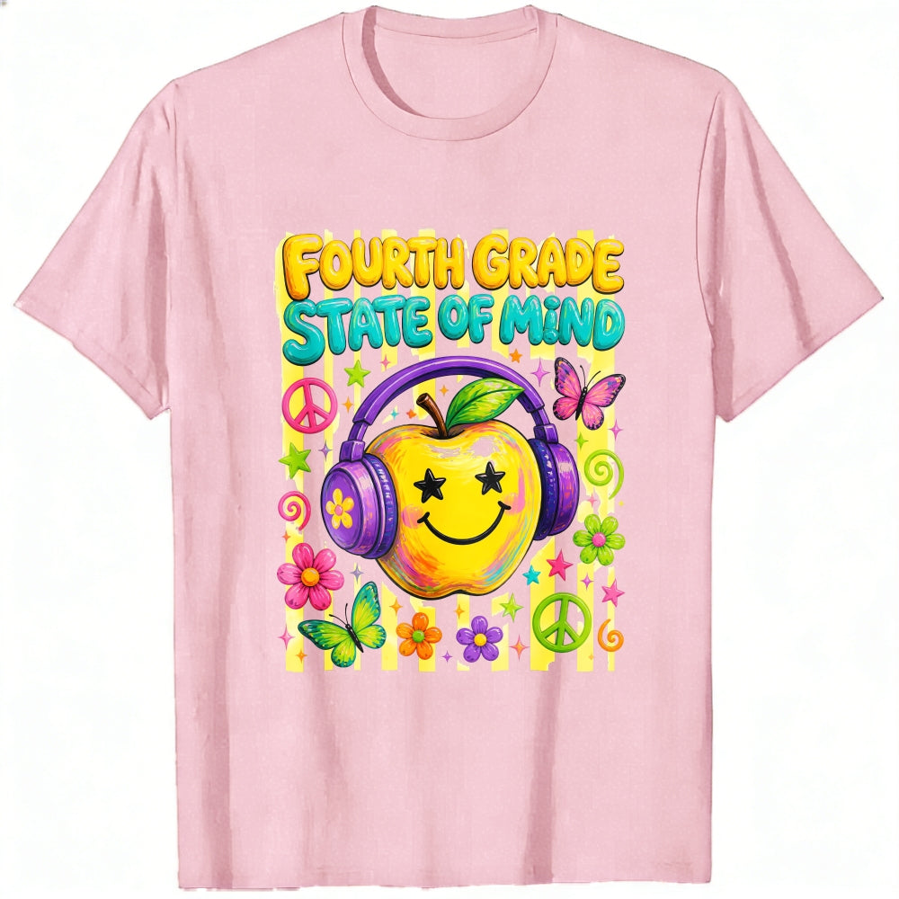 Retro Groovy Fourth Grade State Of Mind Apple Classic T-Shirt
