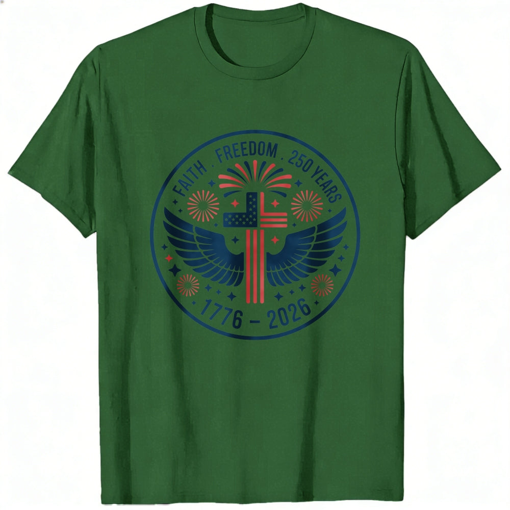 Patriotic American Eagle And Cross Classic T-Shirt Faith Freedom 250 Years 1776 2026