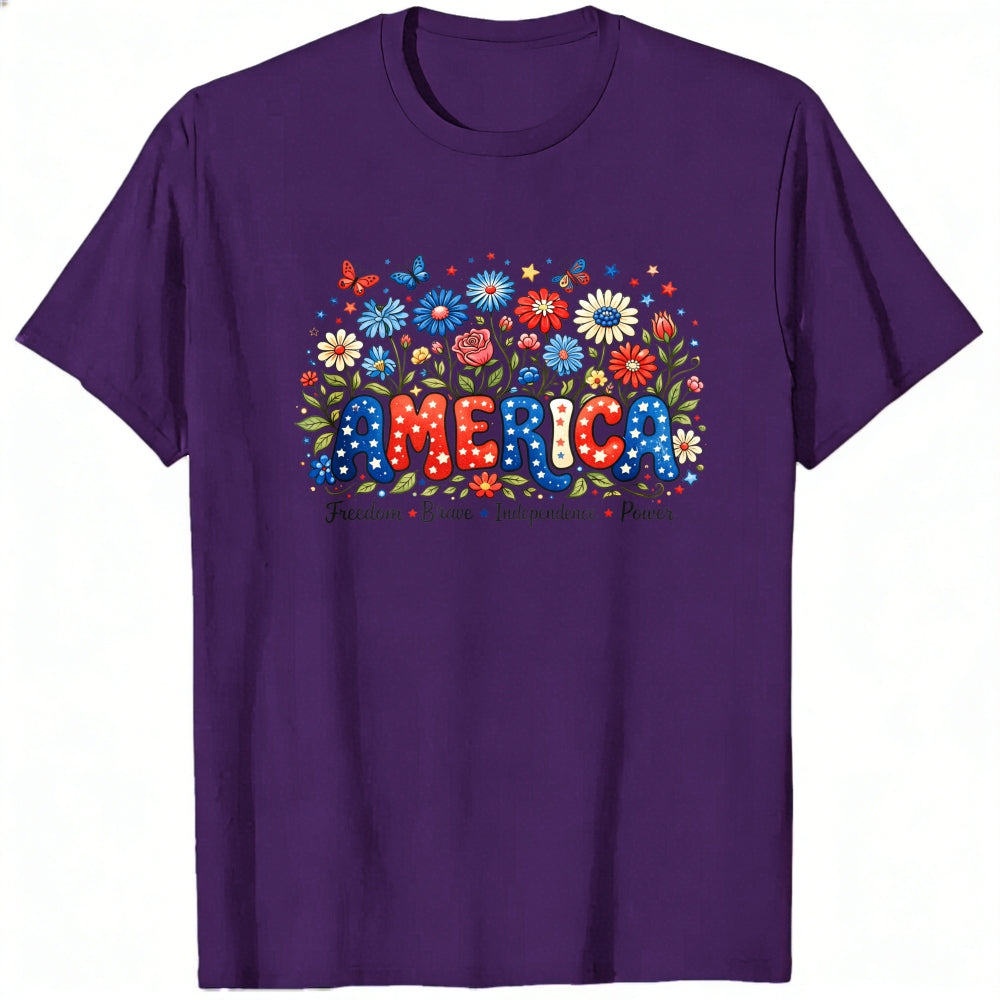 Patriotic Floral America Classic T-Shirt