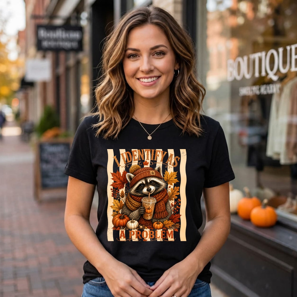 Funny Raccoon I Identify As A Problem Fall Autumn Classic T-Shirt