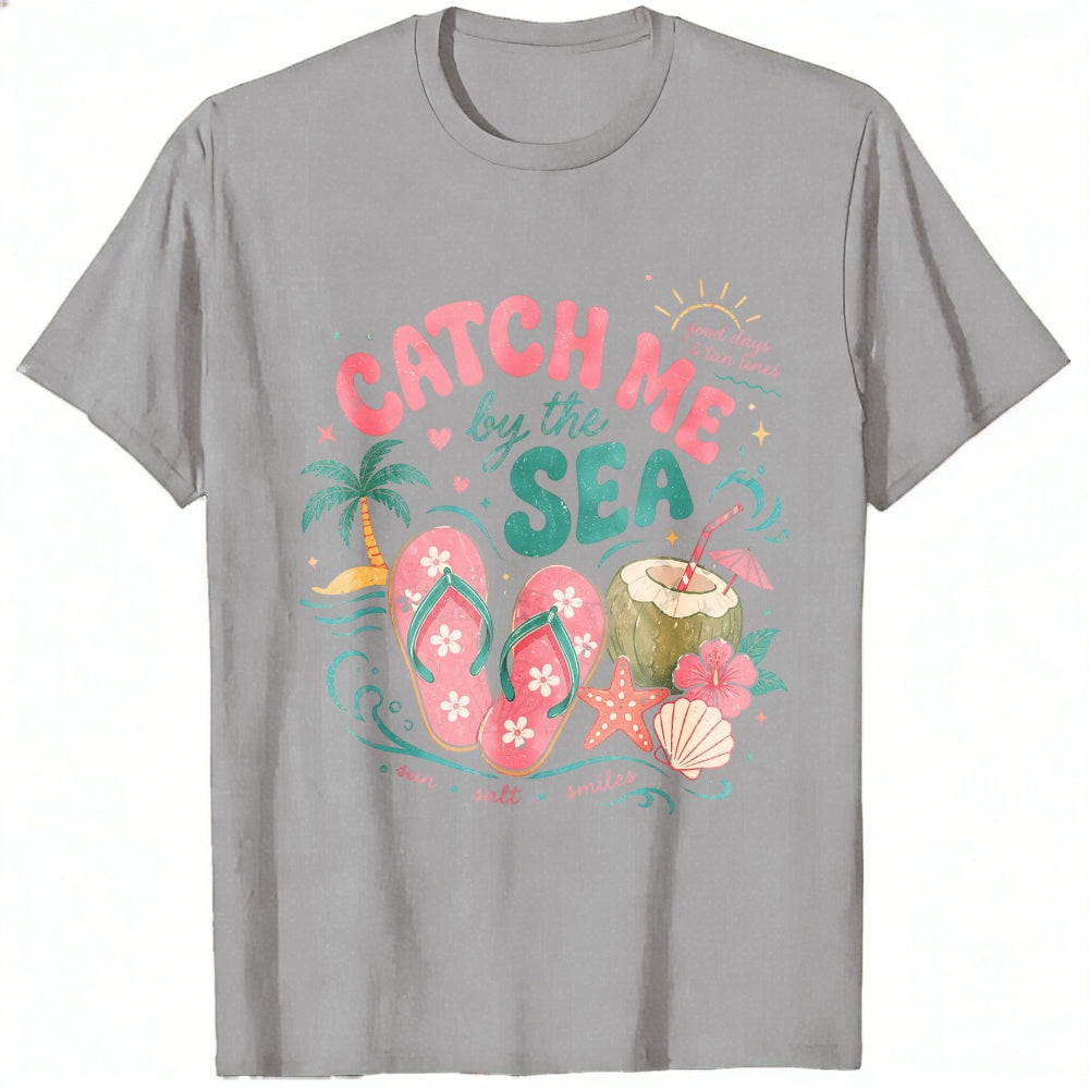 Summer Beach Vibes Classic T-Shirt Catch Me By The Sea Flip Flops Coconut Tropical Design