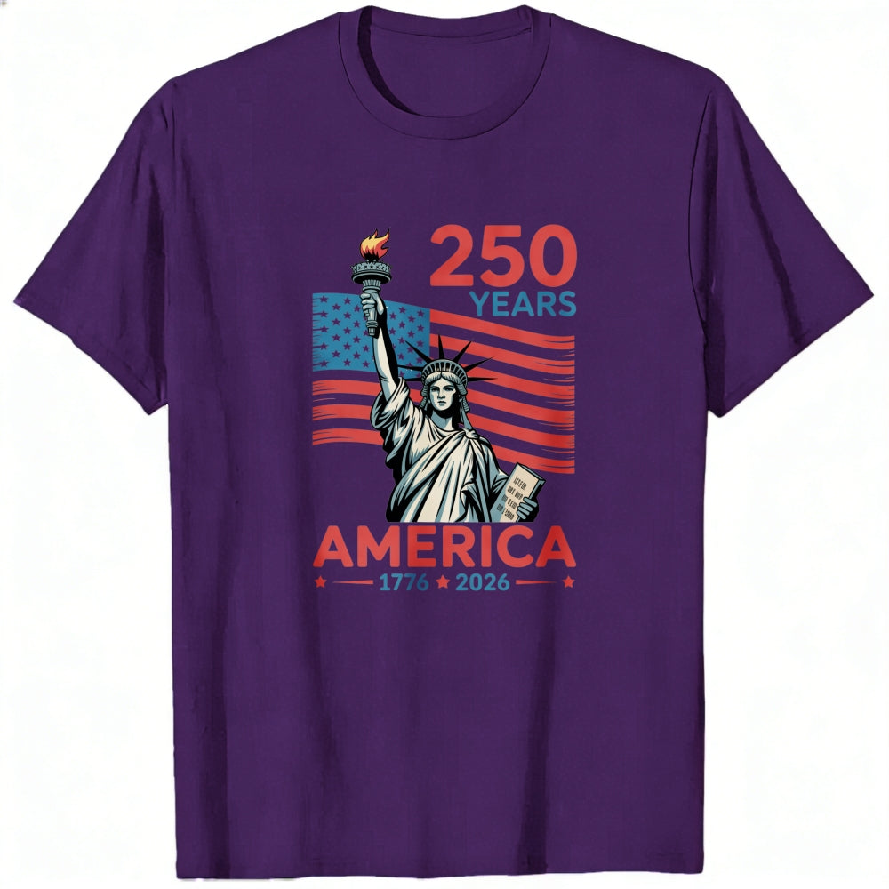 Patriotic Design Classic T-Shirt America 250 Years 1776 2026 Statue Of Liberty Flag