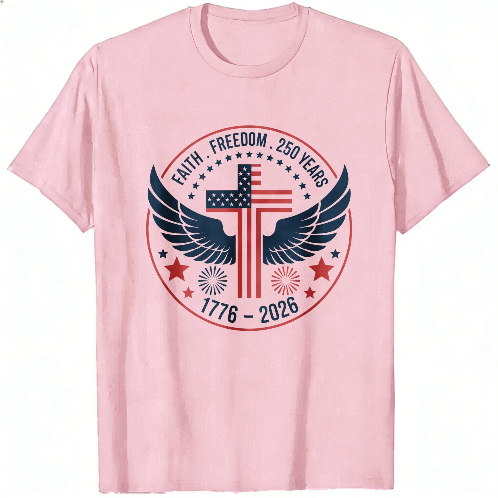 Patriotic American Flag Cross Wings Classic T-Shirt Faith Freedom 250 Years 1776 2026