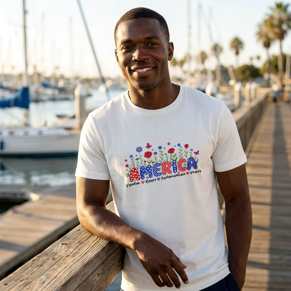 Patriotic Floral America Classic T-Shirt