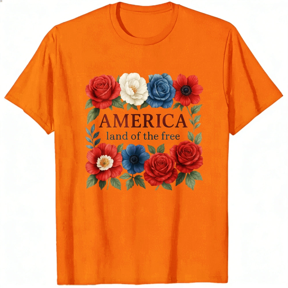 Patriotic Floral Design Classic T-Shirt America Land Of The Free