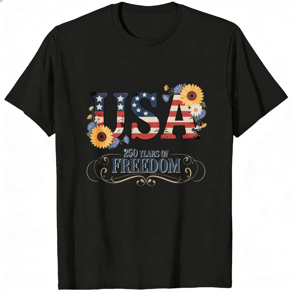 Patriotic Floral Usa 250 Years Of Freedom Classic T-Shirt