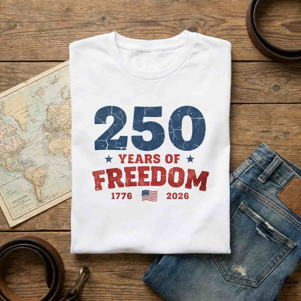 Patriotic American Independence Day 250 Years Of Freedom Classic T-Shirt