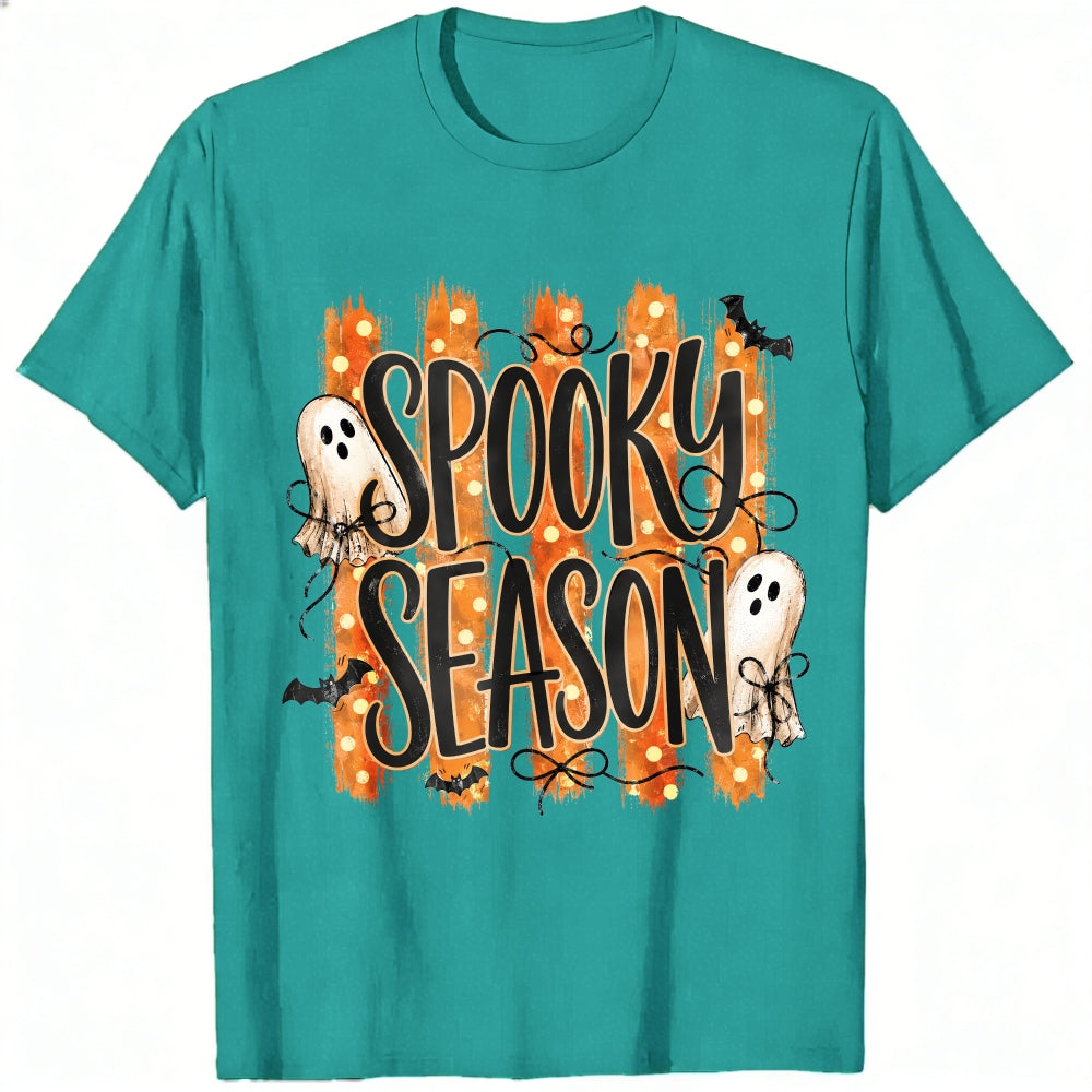 Halloween Spooky Season Ghosts Bats Orange Stripes Classic T-Shirt