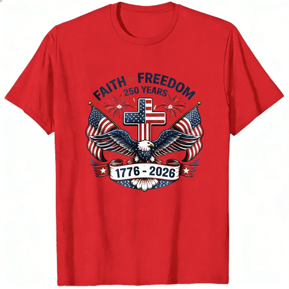 Patriotic Eagle And Flag Design Classic T-Shirt Faith Freedom 250 Years 1776 2026
