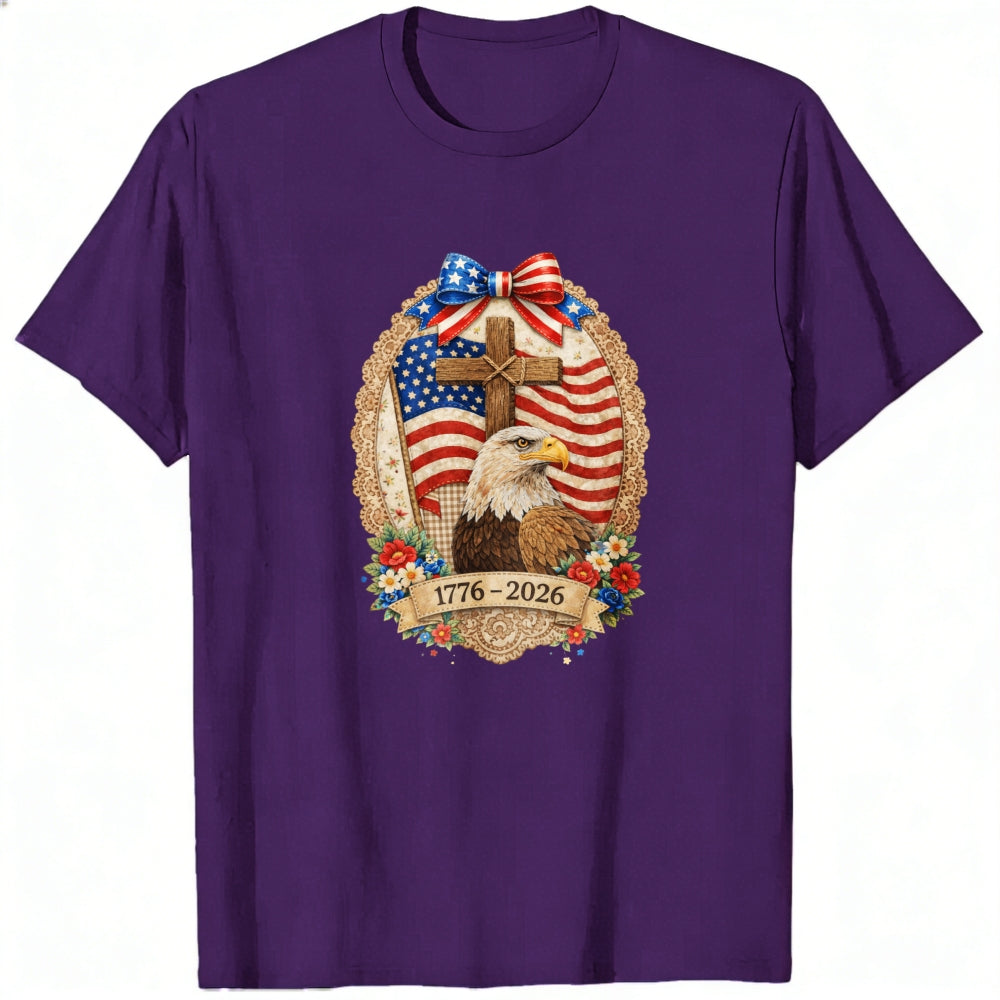 Patriotic American Eagle And Cross Classic T-Shirt 1776 2026