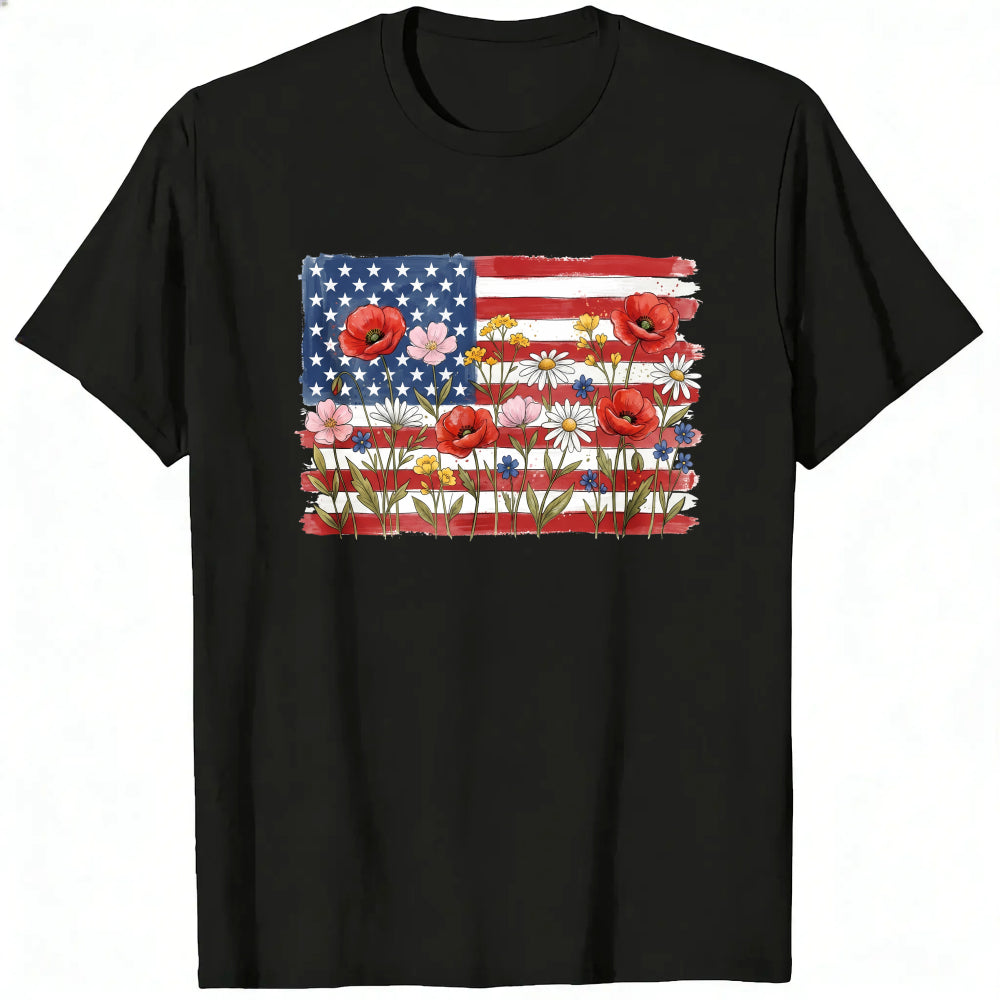 Floral American Flag Classic T-Shirt