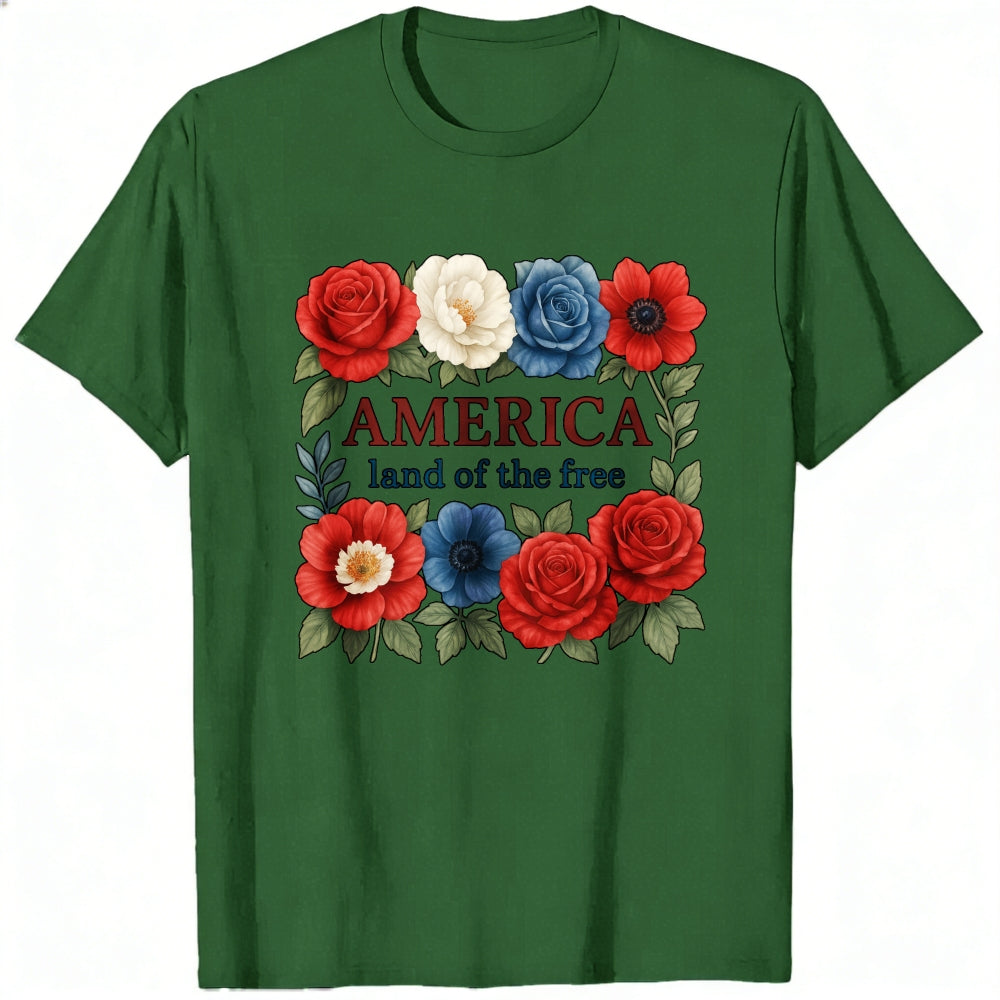 Patriotic Floral Design Classic T-Shirt America Land Of The Free