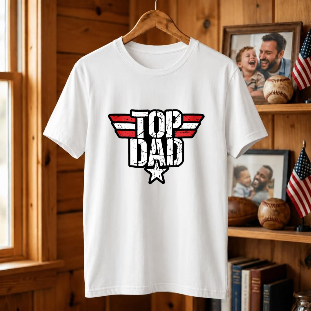 Retro Style Classic T-Shirt Top Dad With Wings And Star Design
