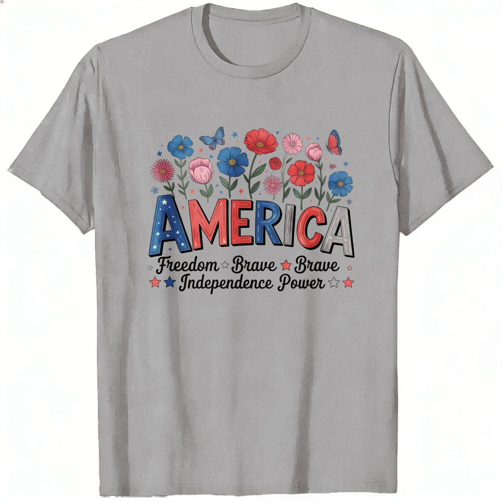 Patriotic Floral America Classic T-Shirt