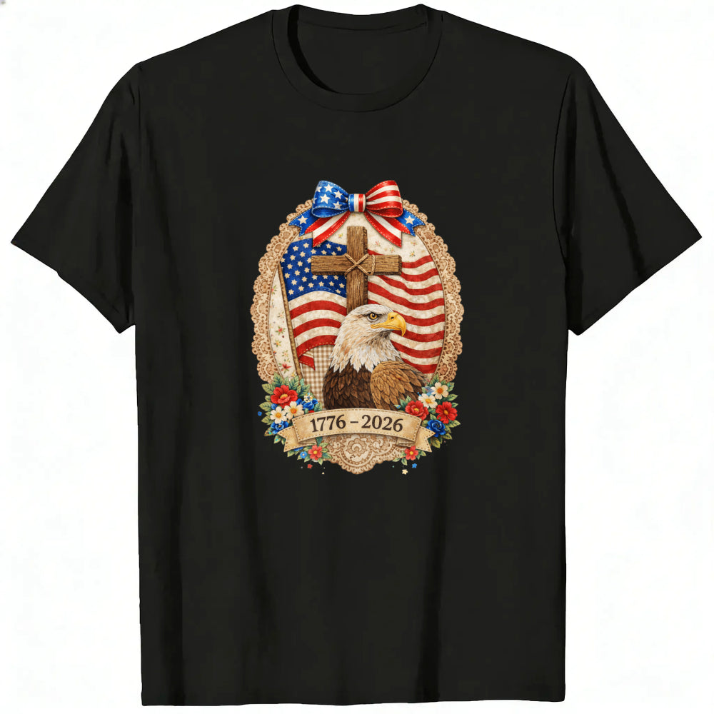 Patriotic American Eagle And Cross Classic T-Shirt 1776 2026