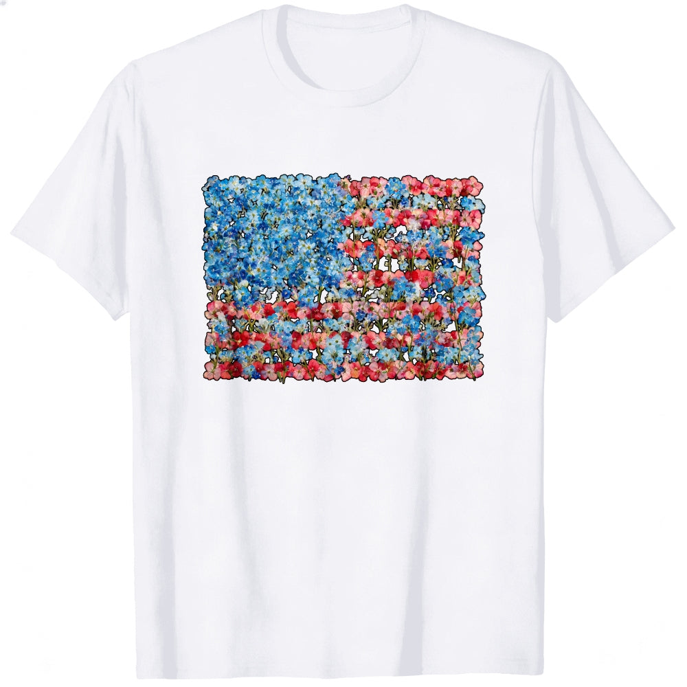 American Flag Floral Design Classic T-Shirt