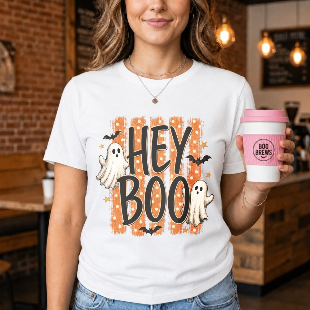 Cute Halloween Ghost Bat Hey Boo Classic T-Shirt