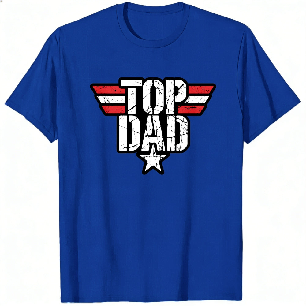Retro Style Classic T-Shirt Top Dad With Wings And Star Design