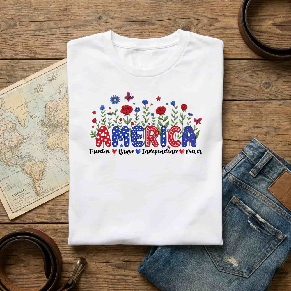 Patriotic Floral America Classic T-Shirt