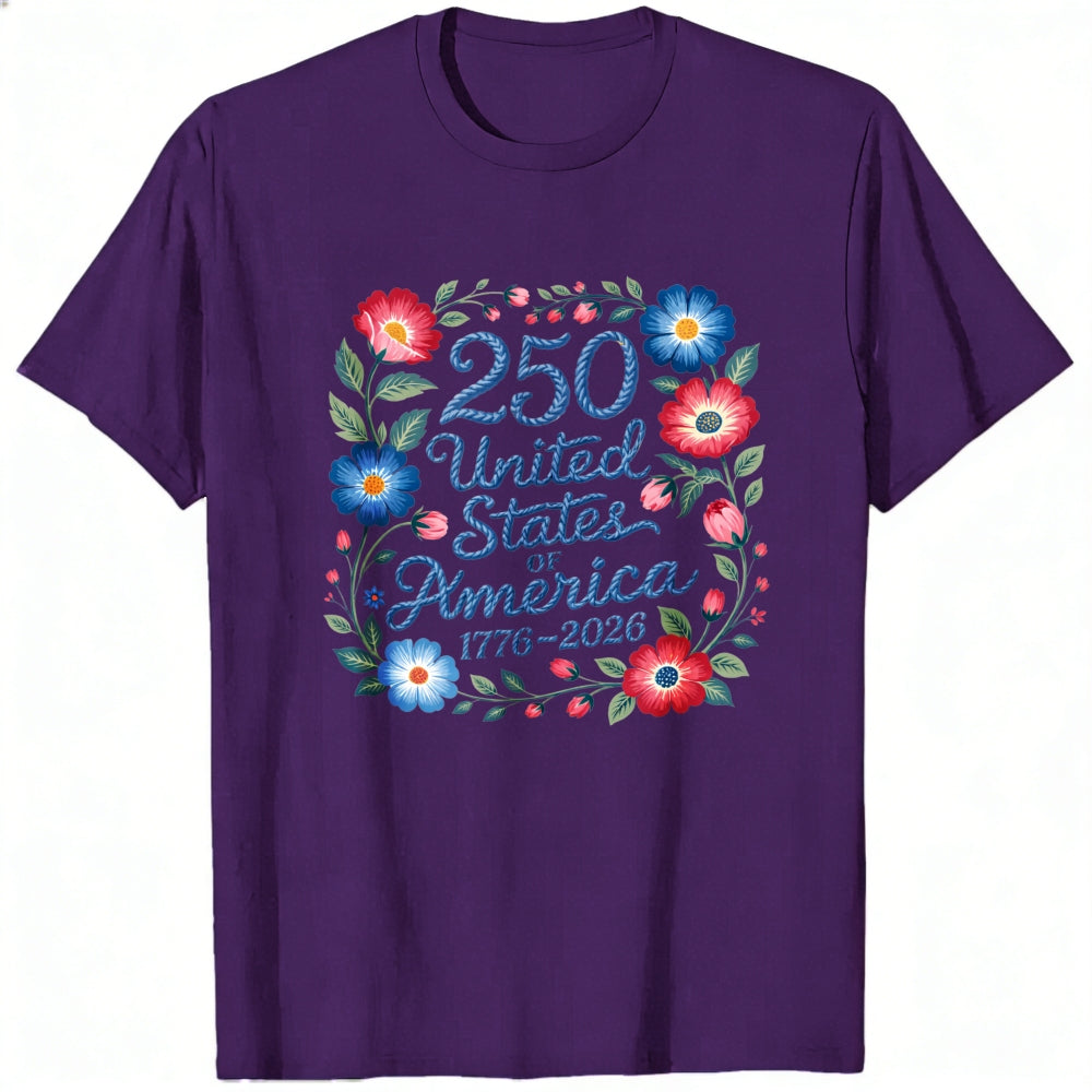 Patriotic Floral Design Classic T-Shirt 250 United States Of America 1776 2026