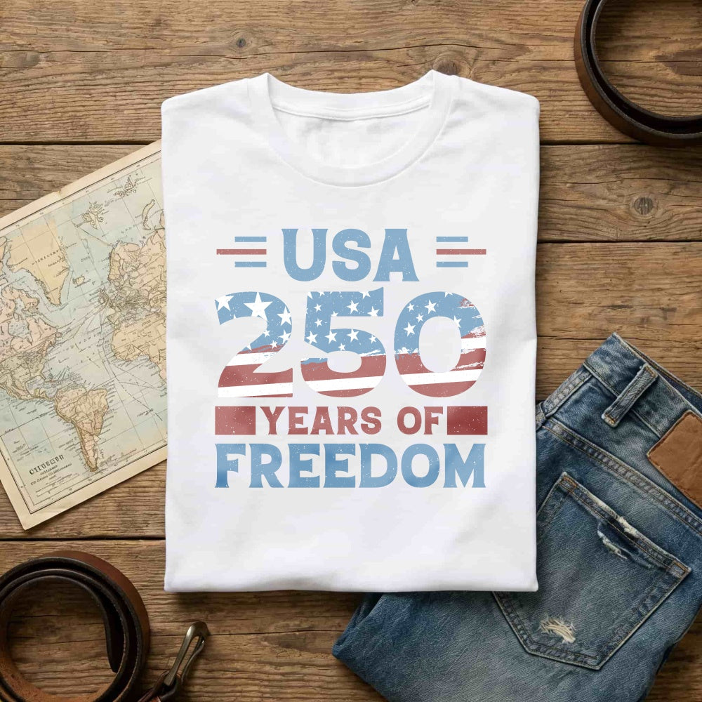 Patriotic American Flag Design Classic T-Shirt 250 Years Of Freedom Usa Celebration