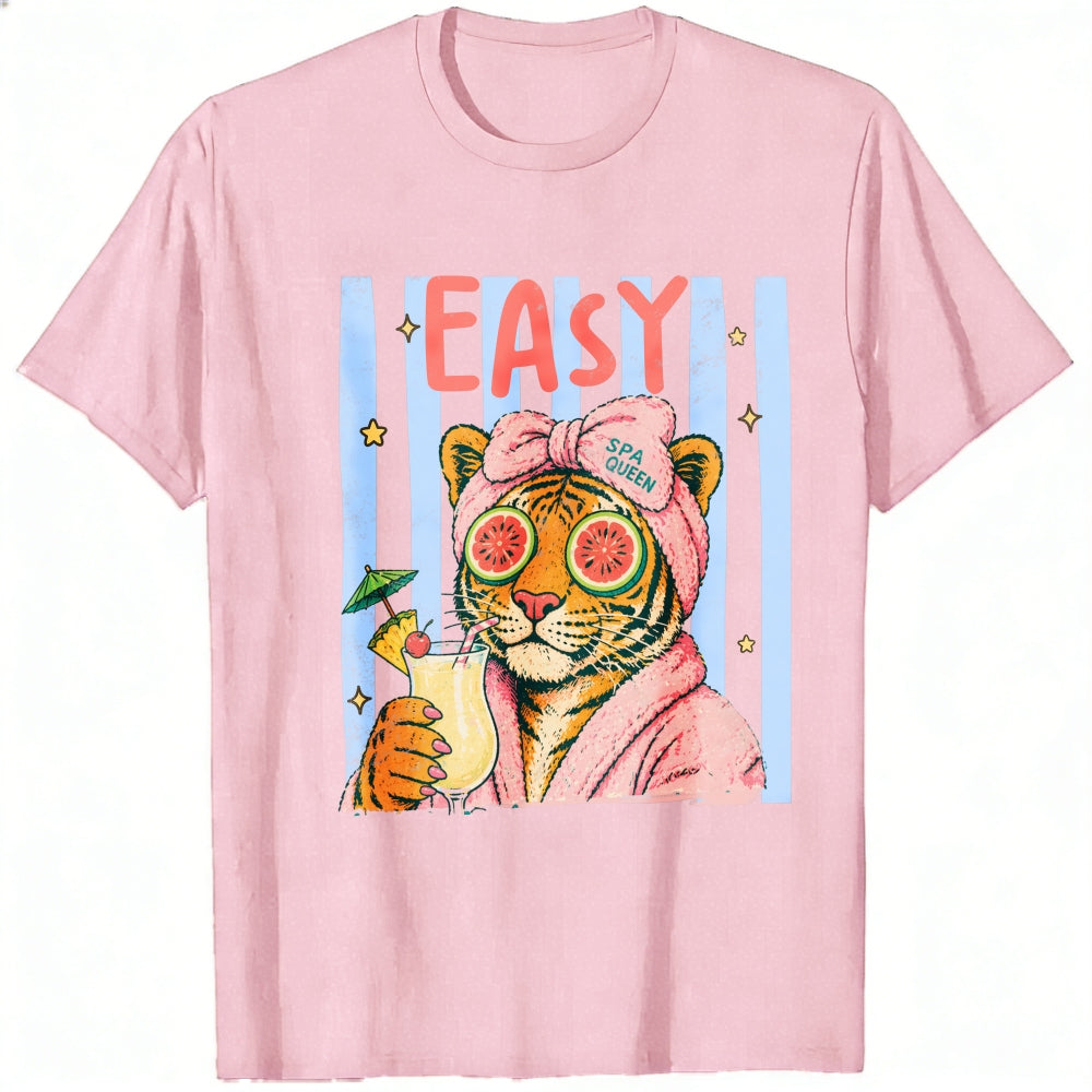 Retro Vintage Style Classic T-Shirt Easy Tiger In Robe With Cocktail And Watermelon Sunglasses