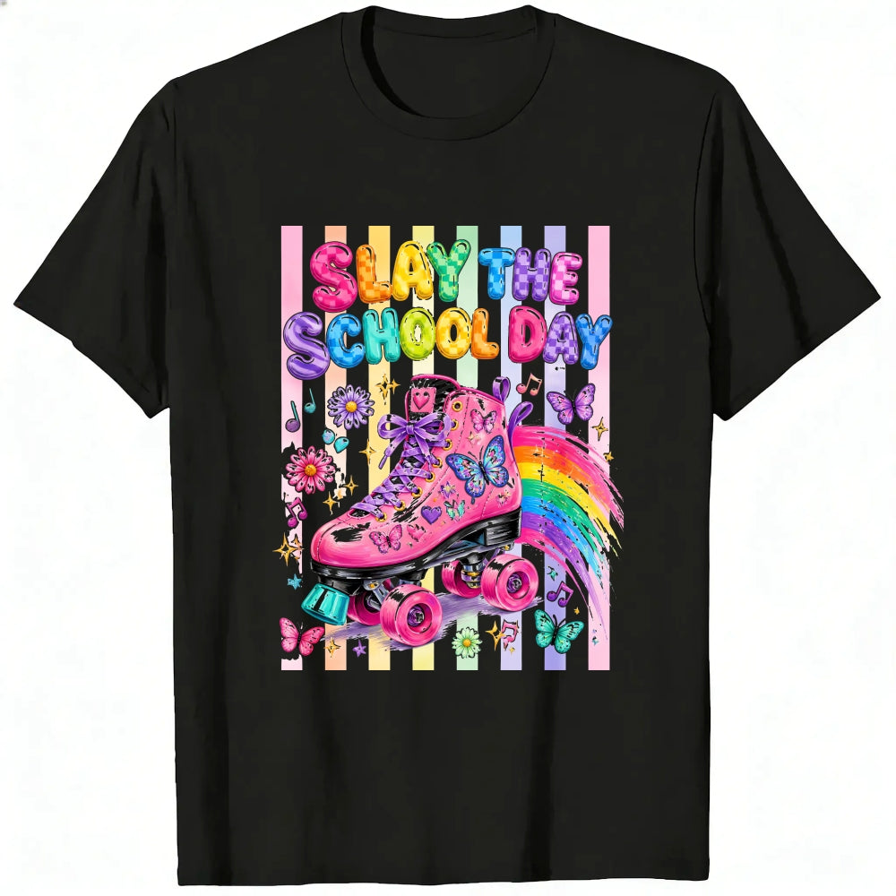 Cute Rainbow Roller Skate Slay The School Day Classic T-Shirt