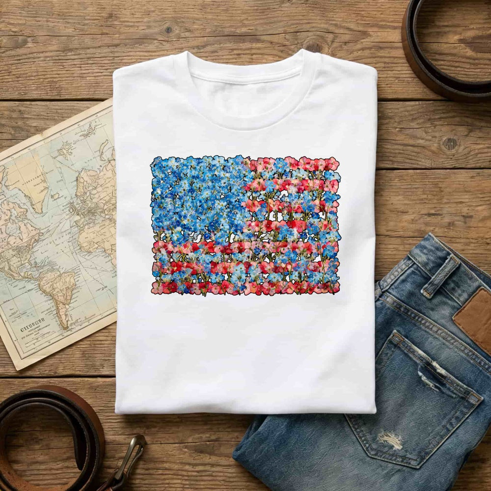 American Flag Floral Design Classic T-Shirt