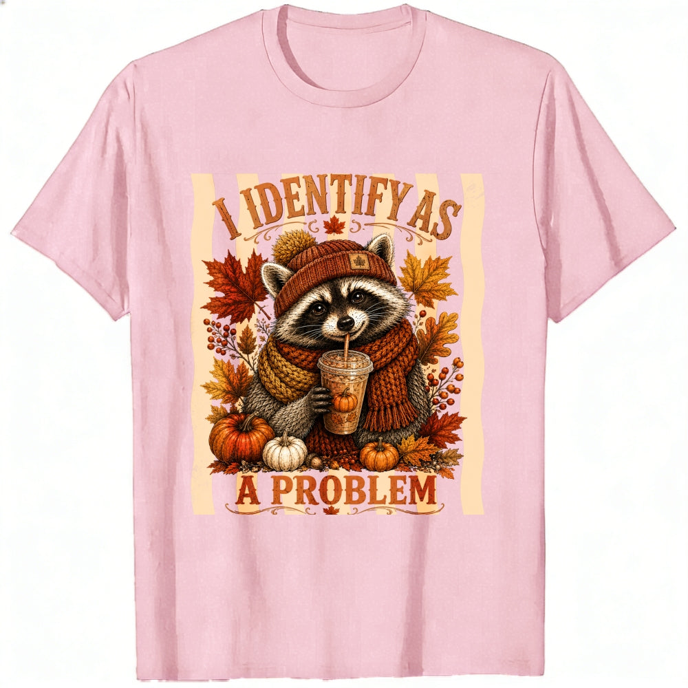 Funny Raccoon I Identify As A Problem Fall Autumn Classic T-Shirt