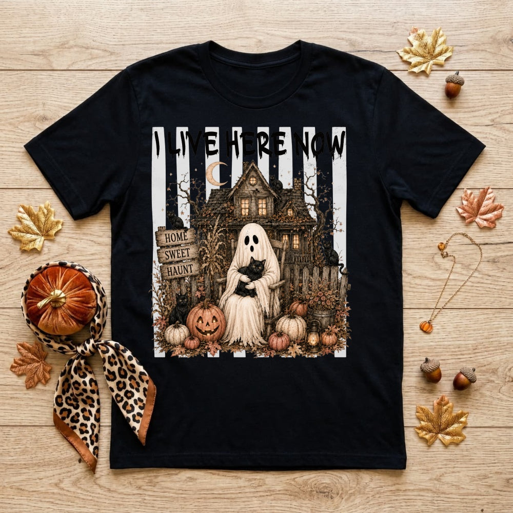 Halloween Ghost Haunted House Home Sweet Haunt Classic T-Shirt I Live Here Now