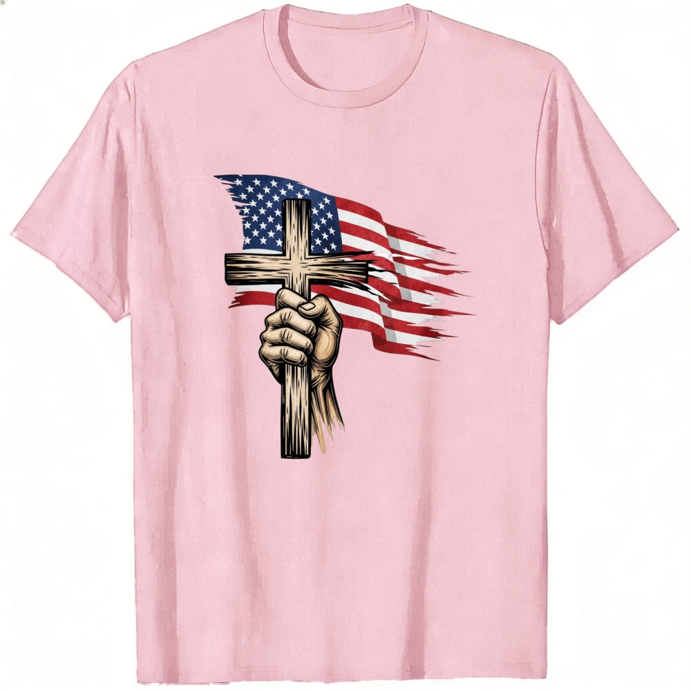 American Flag Cross Hand Classic T-Shirt
