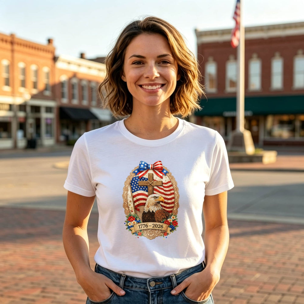 Patriotic American Eagle And Cross Classic T-Shirt 1776 2026
