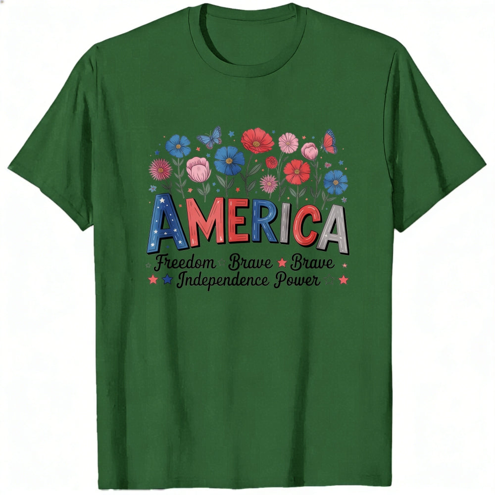 Patriotic Floral America Classic T-Shirt