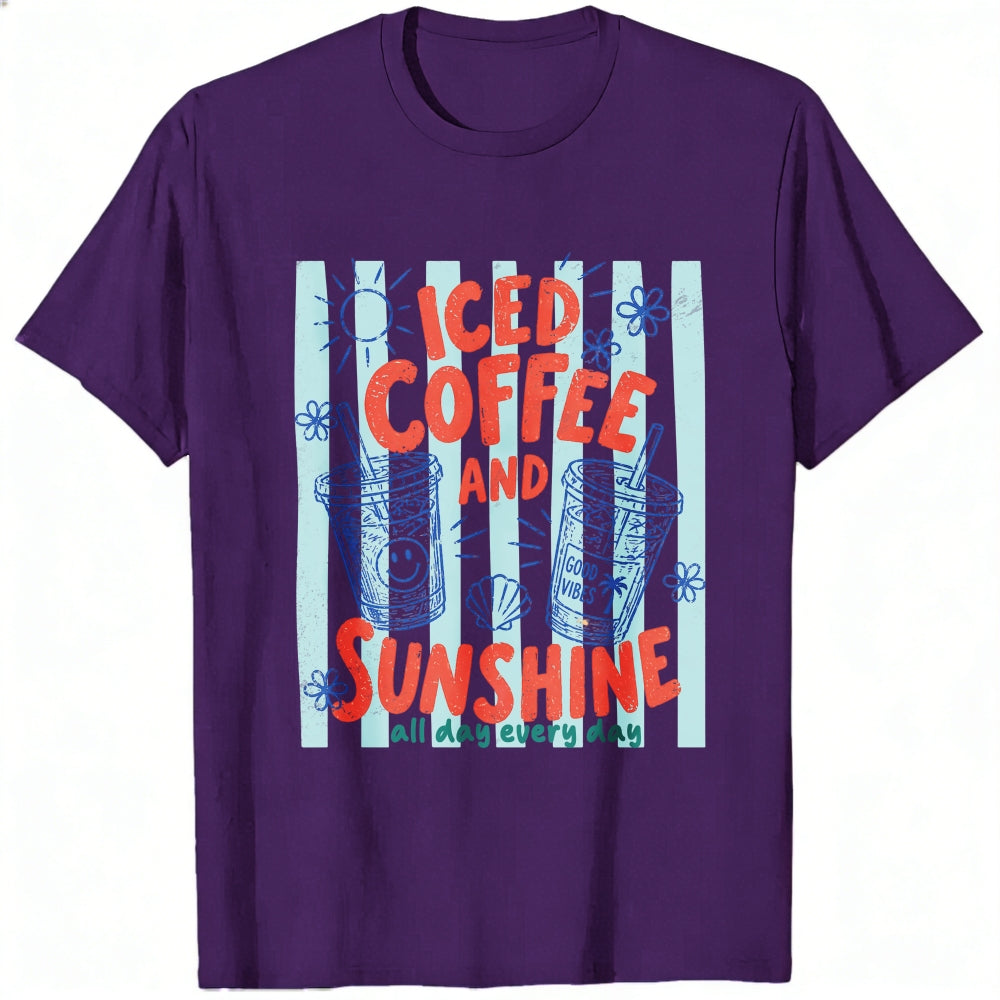 Summer Vintage Iced Coffee And Sunshine Graphic Classic T-Shirt