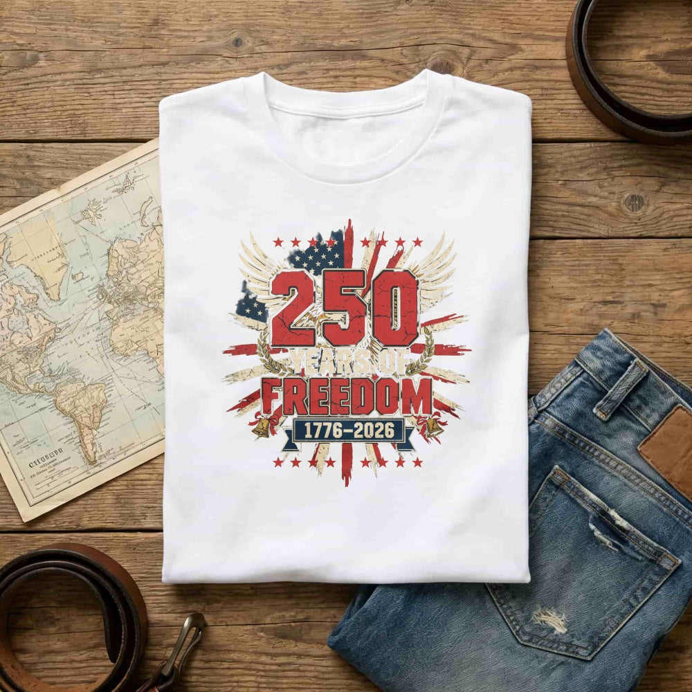 Patriotic American Flag Wings 250 Freedom 1776 2026 Classic T-Shirt