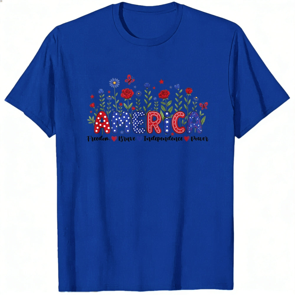 Patriotic Floral America Classic T-Shirt