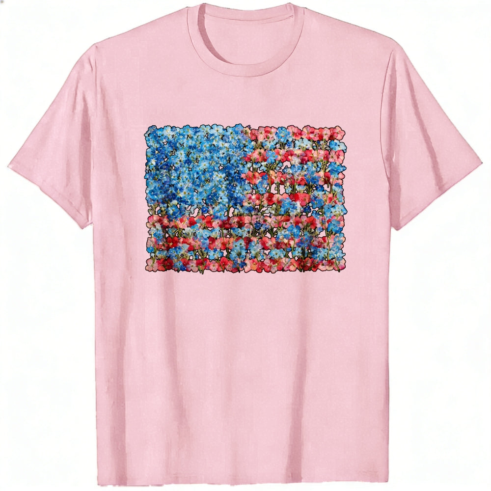 American Flag Floral Design Classic T-Shirt