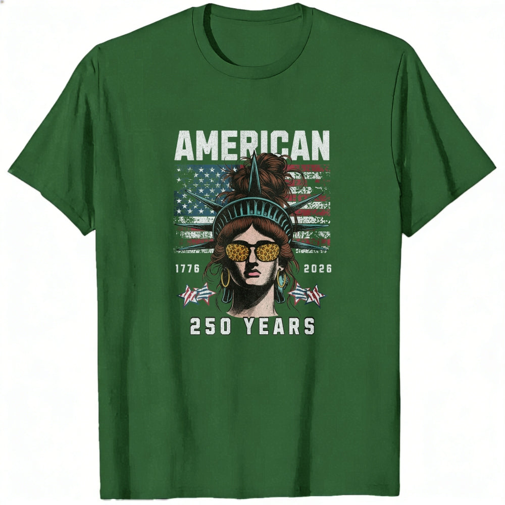 American Independence Day 250 Years Classic T-Shirt Statue Of Liberty With Sunglasses And Flag Design