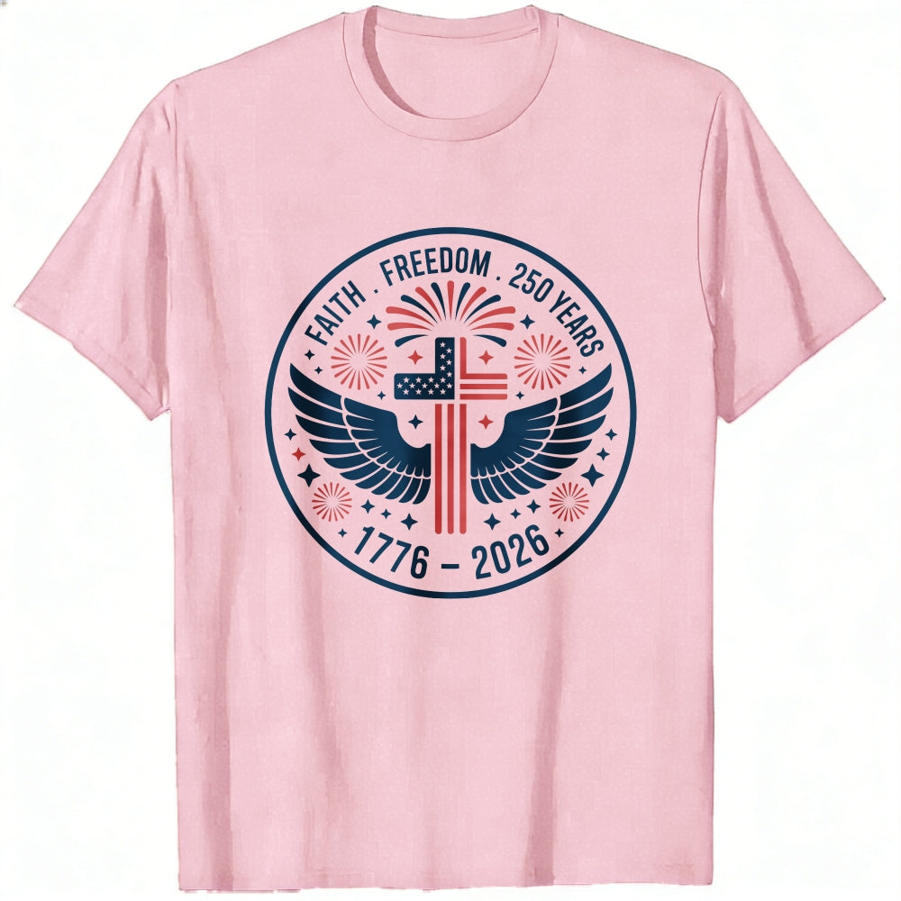 Patriotic American Eagle And Cross Classic T-Shirt Faith Freedom 250 Years 1776 2026