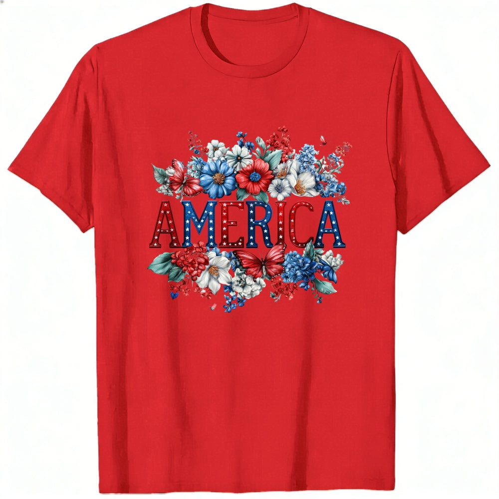 Patriotic Floral Design Classic T-Shirt America