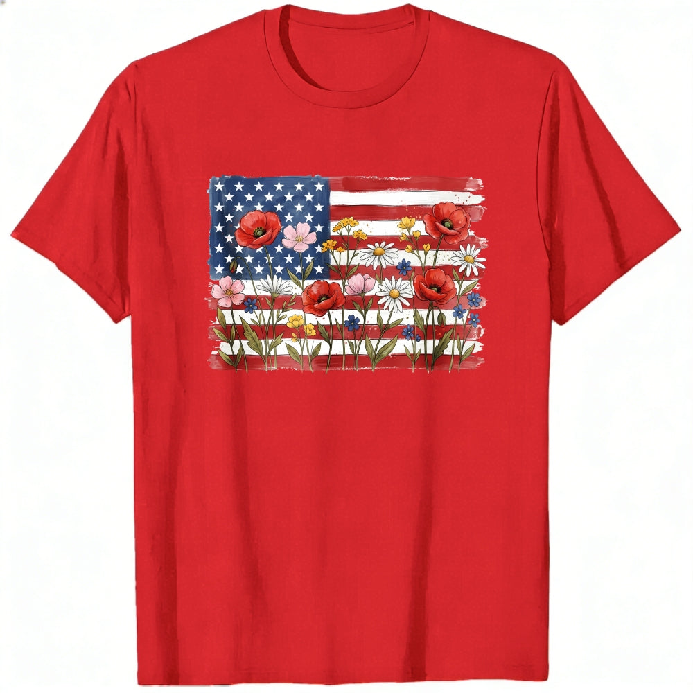 Floral American Flag Classic T-Shirt