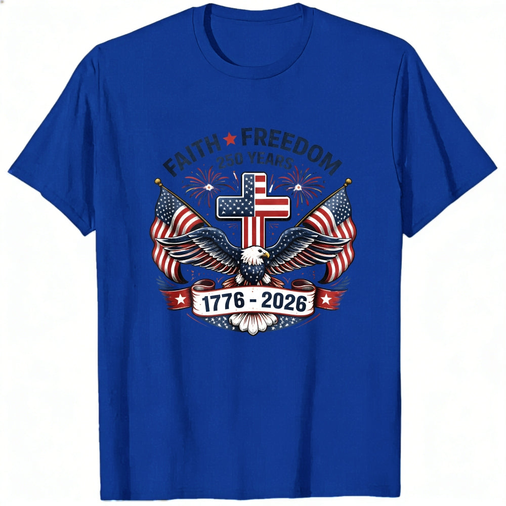 Patriotic Eagle And Flag Design Classic T-Shirt Faith Freedom 250 Years 1776 2026