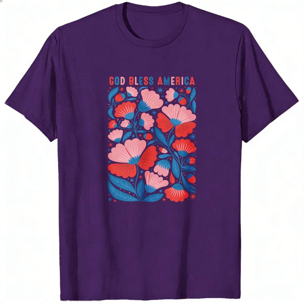 Patriotic Floral Design Classic T-Shirt God Bless America