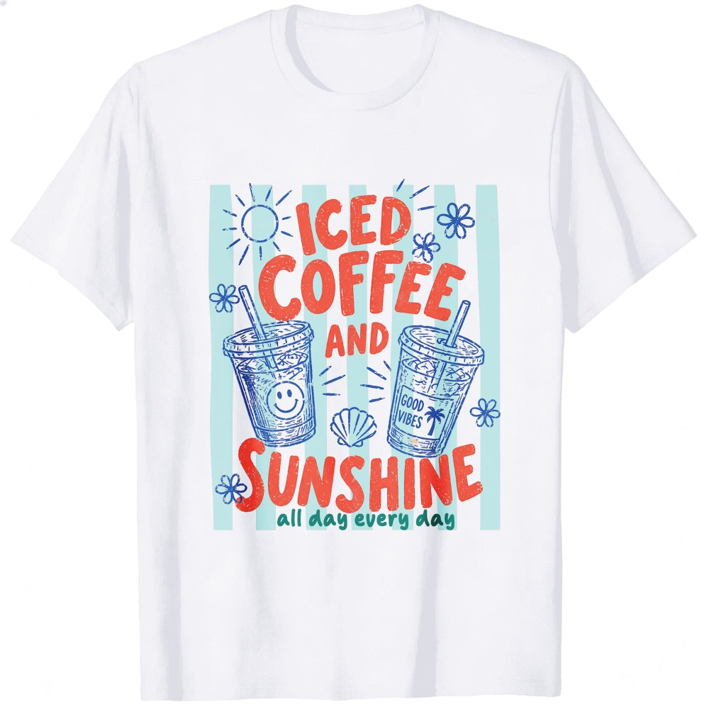 Summer Vintage Iced Coffee And Sunshine Graphic Classic T-Shirt