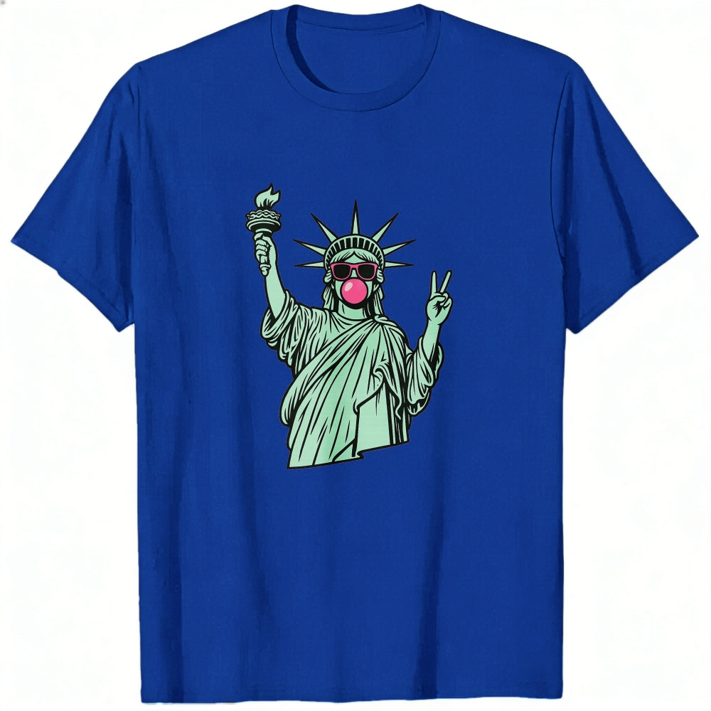 Graphic Design Classic T-Shirt Statue Of Liberty With Sunglasses And Peace Sign